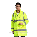 2018 Most Ausgezeichnete Qualität Gelb Hi Vis Arbeitskleidung Parka Hohe Sichtbarkeit Refelctive Sicherheit Winter Padding Arbeitsjacke mit Kapuze